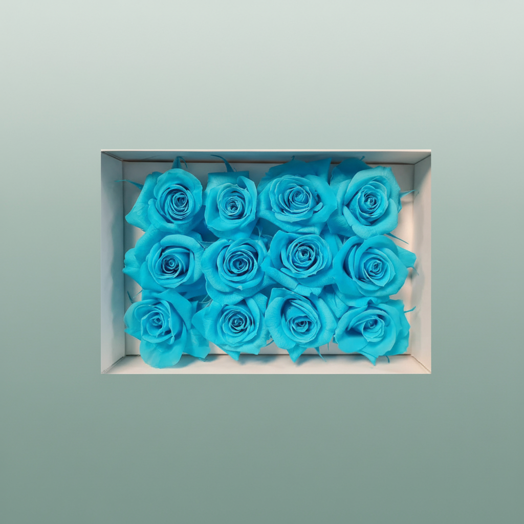 Rose Preserved Mini Cyan