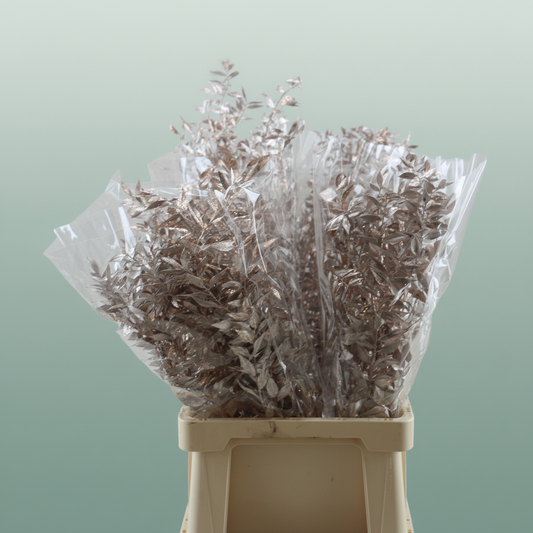 Dried Ruscus Nat Rose Gold Glitter