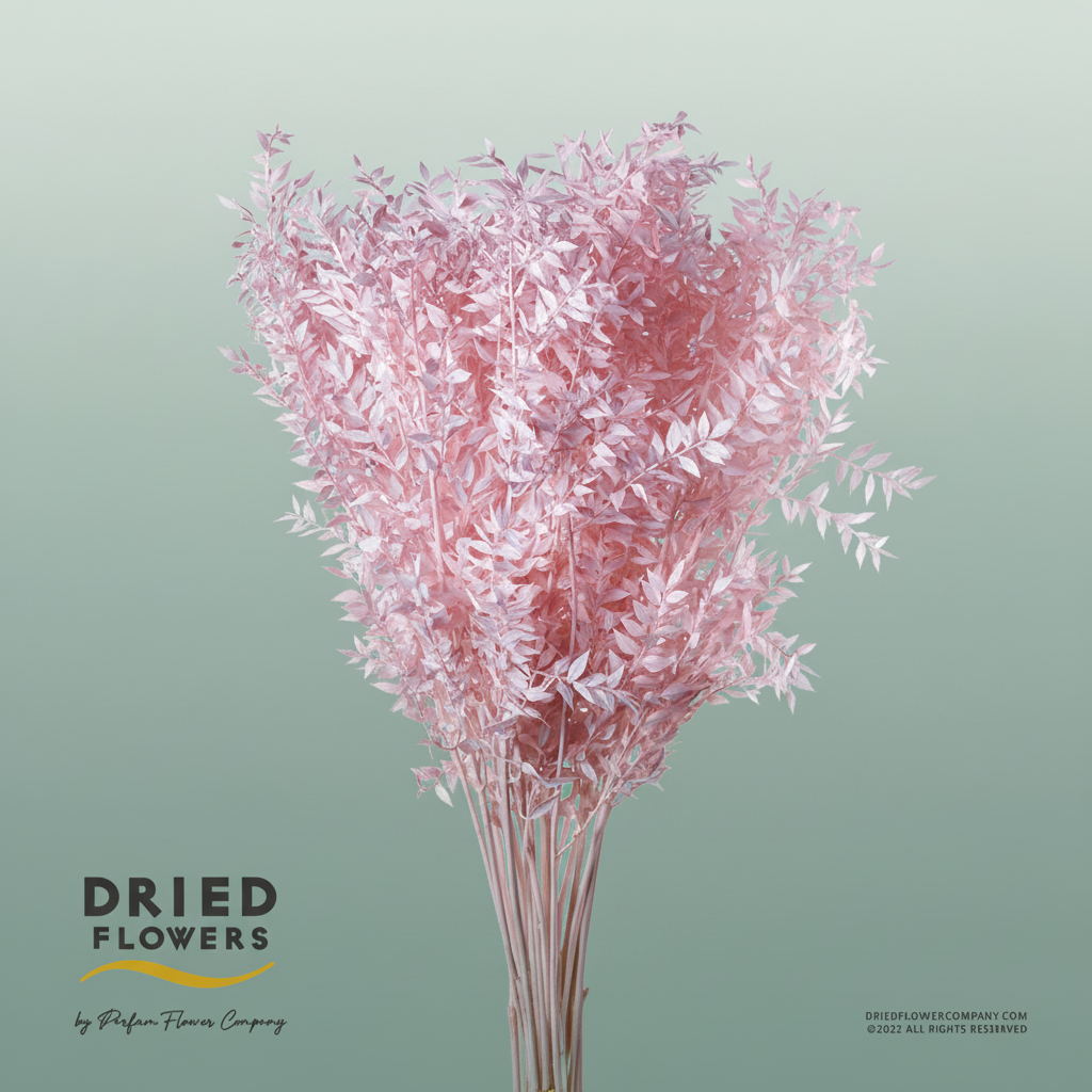 Dried Bleached Ruscus Light Pink