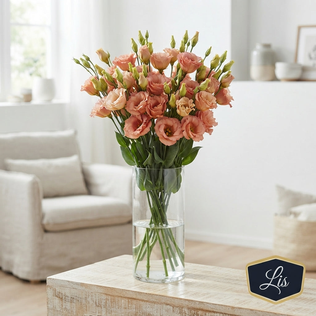 Lisianthus ‘Falda Apricot’ Cut Flowers – 70cm Stems