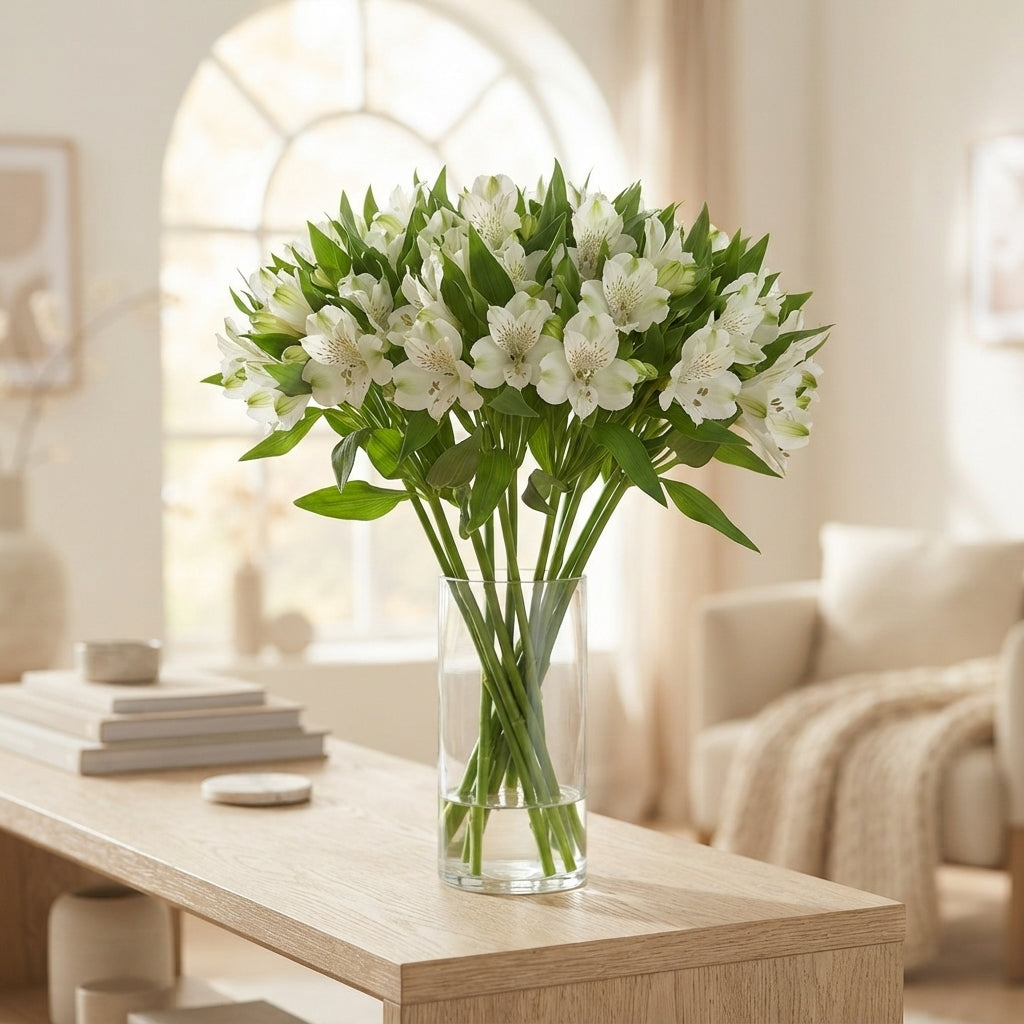 White Alstroemeria ‘Icy Mist’ – 75cm Stems