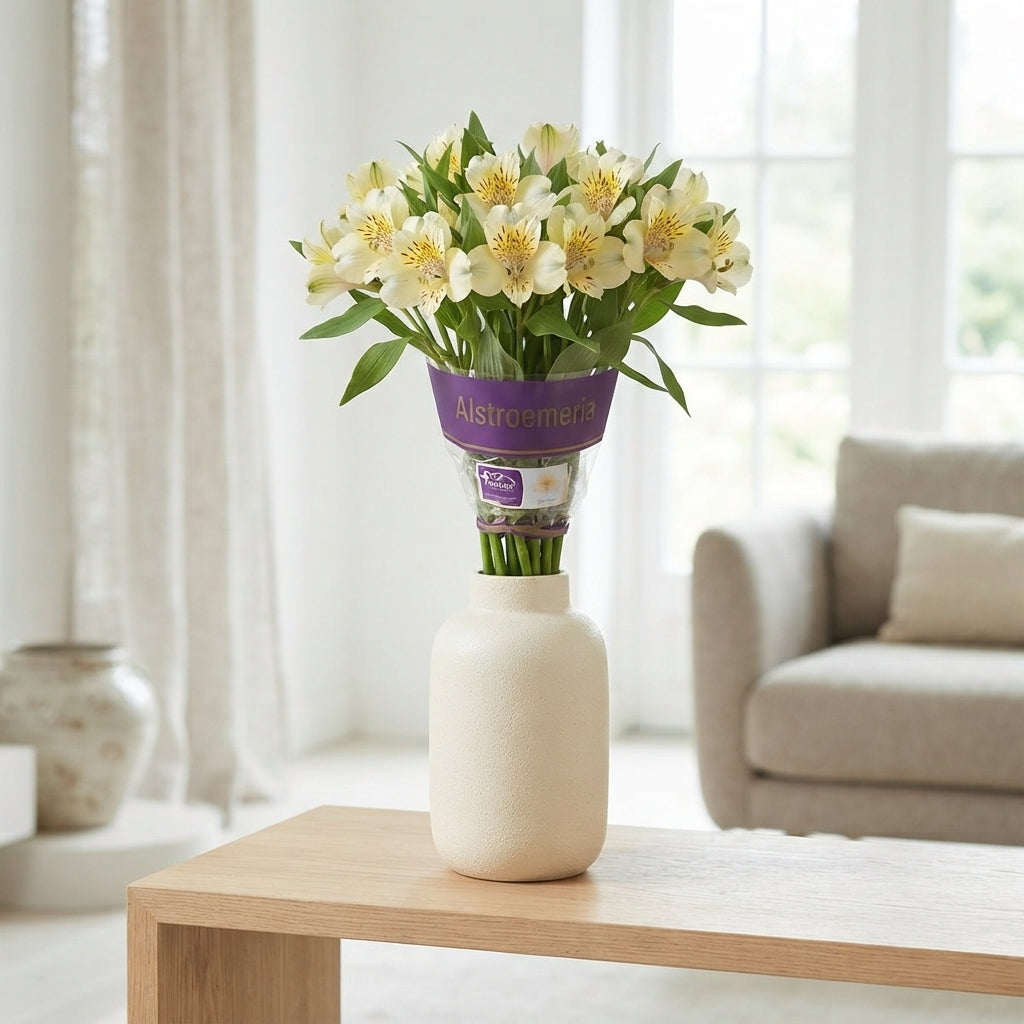Cream Alstroemeria Gigi Cut Flowers – 10 Stems